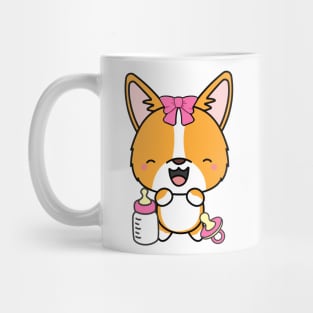 Cute corgi is a baby - girl Mug